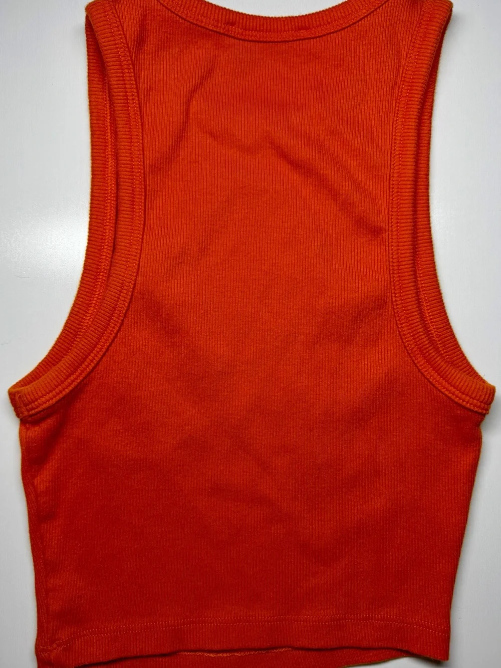 ZARA Orange Ribbed Racerback Cropped Tank Top Small - Picture 2 of 4